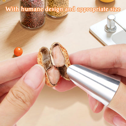 FRCOLOR 4Pcs Finger Protector Guard Set Stainless Steel Nail Cover Adjustable Kitchen Tool for Peeling Cutting Shelling