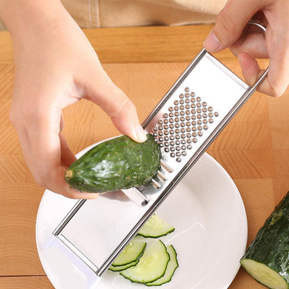Multi-functional Stainless Steel Potato Grater with Hand Protective Tool, High Durability Vegetable Slicer for Kitchen Use, Includes Finger Guard for Safe Grating