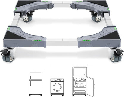 W B D WEIBIDA Appliance Dolly Cart with 4 Locking Twin Wheels Mini Fridge Stand Adjustable Furniture Mover Mobile Roller Base for Washing Machine, Dryer, Refrigerator, Laundry Pedestal