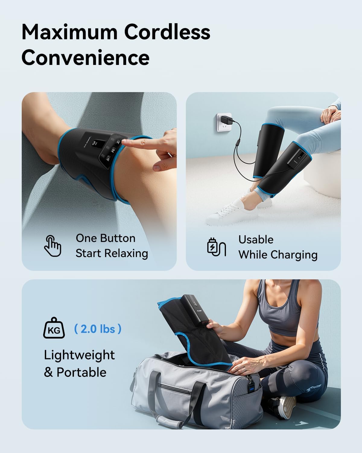 FIT KING Cordless Calf Compression Massager for Circulation and Pain Relief