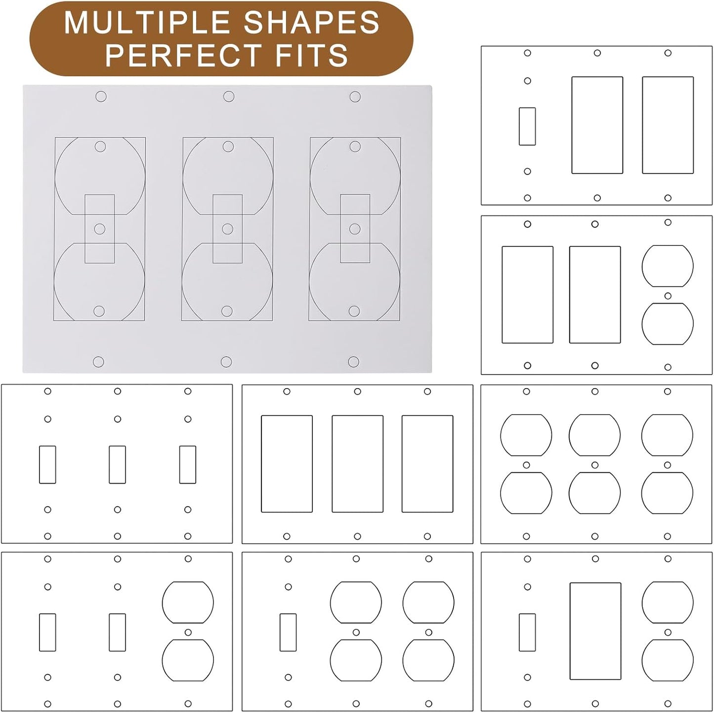 Outlet Insulators Draft Sealers - 4 Sizes EVA Foam Socket Insulation Gaskets | Universal Electric Switch Wall Plate Covers for Energy Saving, Draft Blocking (White, Single 20 Pack)