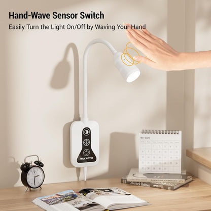 Wall Mounted Reading Light for Bed, Headboard Light with 360° Flexible Arm, Hand Wave Sensor, Focused 60° Beam, 5 Color Temperatures, Stepless Dimming, Memory Function, USB-C Output, Black 1 Pack