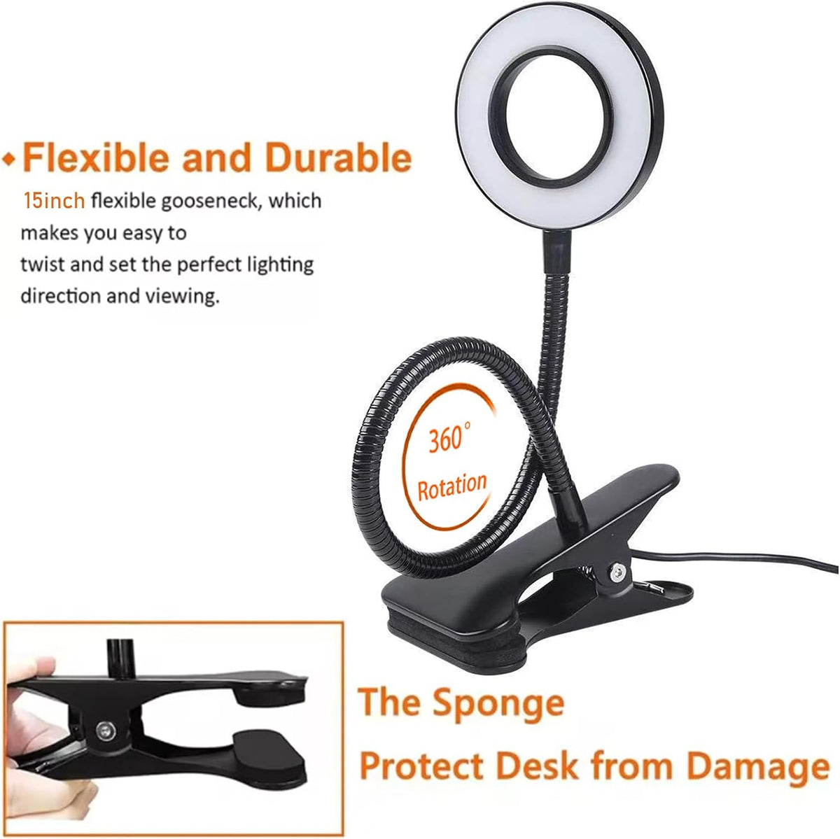 Brokimis Clip on Light LED Reading Book Study Eye Protection Desk Lamp