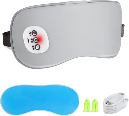 Cordless Heated Eye Massager with Cooling Eye Pad, Vibrating Heating Sleeping Mask for Men Women Kids -USB Charing Heated Eye Mask Electric for Dry Eyes, Relax,Travel (Blue)