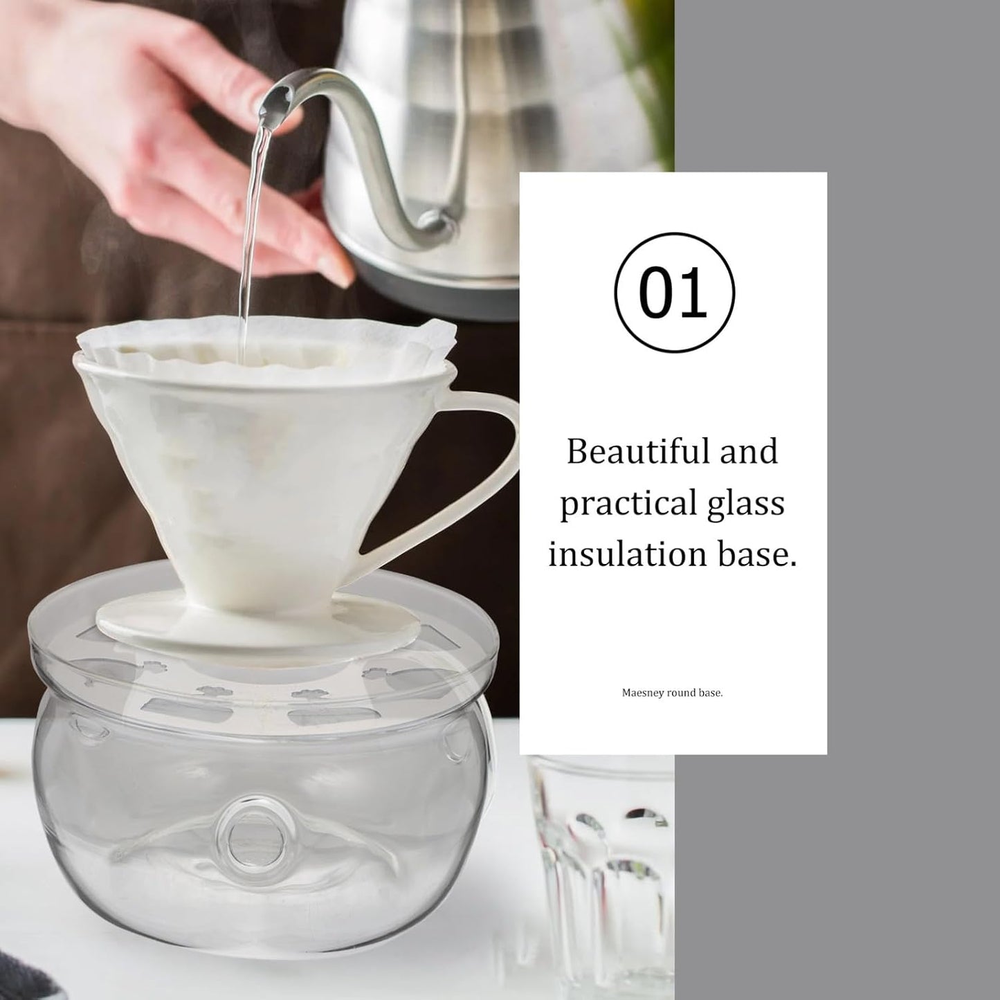 Round Glass Teapot Warmer Base with Multiple Ventilation for Heat Dissipation Practical Tea Stove and Food Heater Accessory White Insulation Stand for Teapot Heating