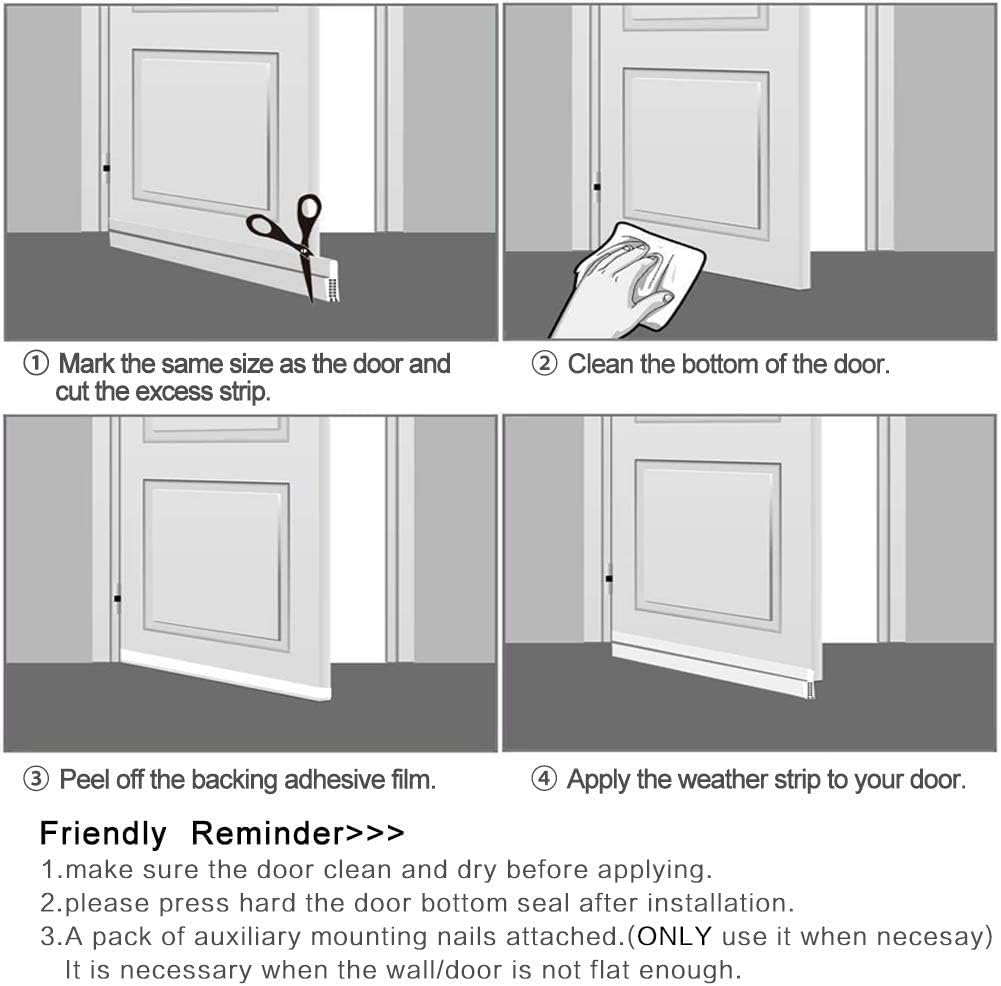 Huge Gap Door Draft Stopper,3.4" W x 39" L Widened Rubber Door Sweep, Black | Designed for Large Gaps - Self-Adhesive Weather Seal Blocks Drafts, Dust, Noise & Bugs, Works on Interior & Exterior Doors