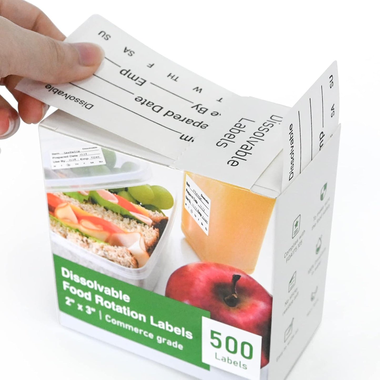 L LIKED 250 Dissolvable Labels 2"x 2" Use By Food Rotation Storage Label