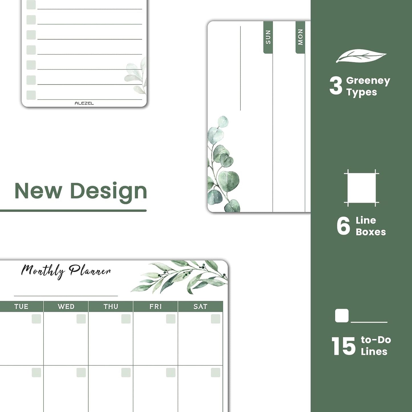 ALEZEL Magnetic Dry Erase Calendar for Refrigerator, Fridge Calendar Set | Includes Vertical Magnetic Monthly Planner Whiteboard & Weekly Dry Erase Board, List Board, 4 Markers + Eraser