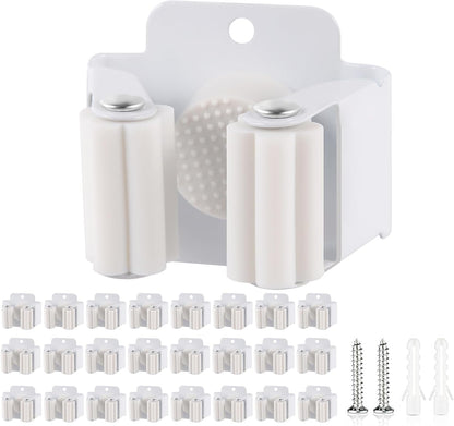 Verdenu 10 Pack Broom Holder Wall Mount, Mop Holder Wall Mounted, Stainless Steel Command Broom Holder with Screws, Garden Tool Rack Wall Mount for Kitchen, Home, Bathroom, Garage Storage, Black