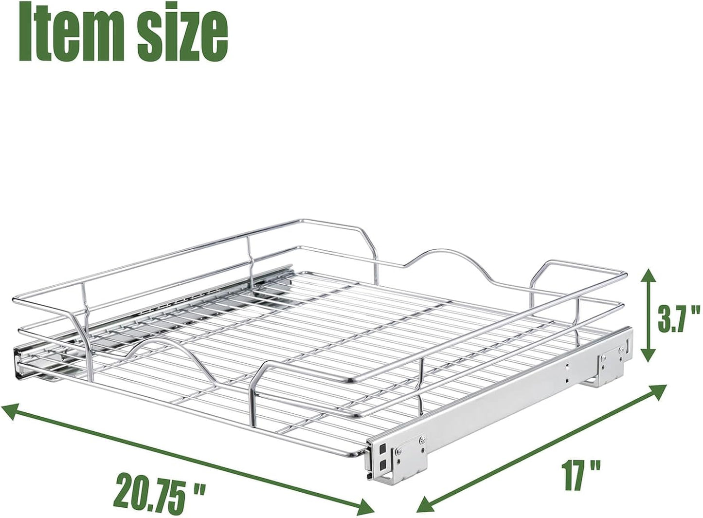 OCG Pull Out Cabinet Organizer 2 Pack (15" W x 21" D), Pull out Shelves 1 Tier, Cabinet Slide Out Shelves for Base Cabinet Organization in Kitchen Bathroom Pantry, Bottom Mount, Chrome Finish