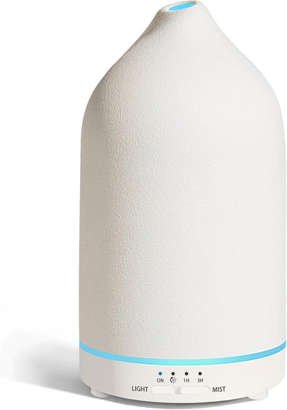 URPOWER 180ML Ceramic Essential Oil Diffuser, Ultrasonic Aromatherapy Diffuser with 7-Color Lights, Auto Shut-Off, Quiet Oil Diffuser for Bedroom, Home Office