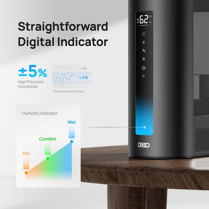 DREO 6L Smart Humidifiers for Bedroom, Warm & Cool Mist for Large Room | 60-Hour Quiet Runtime, 500ML/H Output, Smart Humidity Sensor, Indicator Light, App Control, Works with Alexa & Google, Silver