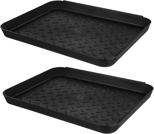 2 Pack Boot Trays for Entryway Indoor Shoe Tray with Raised Edge 13.97X10.82X1.18In Waterproof Mud Mat for Floor Protection Wet Shoe Storage