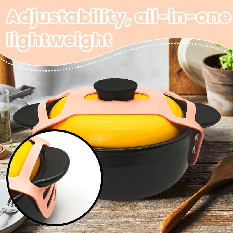 Silicone Lid Lock Strap for Crockpot Slow Cooker (6/7/8 Quart) - Universal Rubber Band Secure Lid Holder | Heat-Resistant, No-Spill Design Transport Accessories(Black)