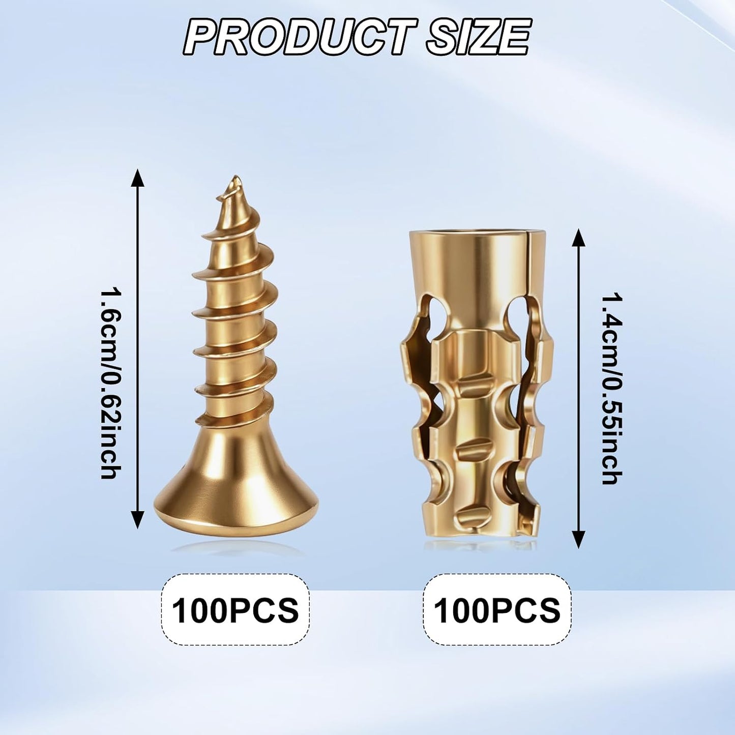 100Pcs Expansion Screws Hinge Repair Cabinet Stripped Kit for Door Hinge Repair, 6 X 14 Mm Stripped Thread Restoration Stone Expansion Anchor for Door Fastening, Short Screws with Anchors