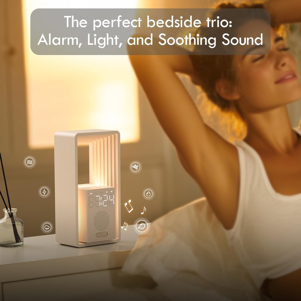 WILIT Digital Alarm Clock, Sunrise Alarm Clock with Nightlight, 9 Sleep Aid Sounds, White Noise Sounds Machine, Dimmable Display, Snooze,USB Charging Port,Gift for Women,Men,Teens,Kids,Travel