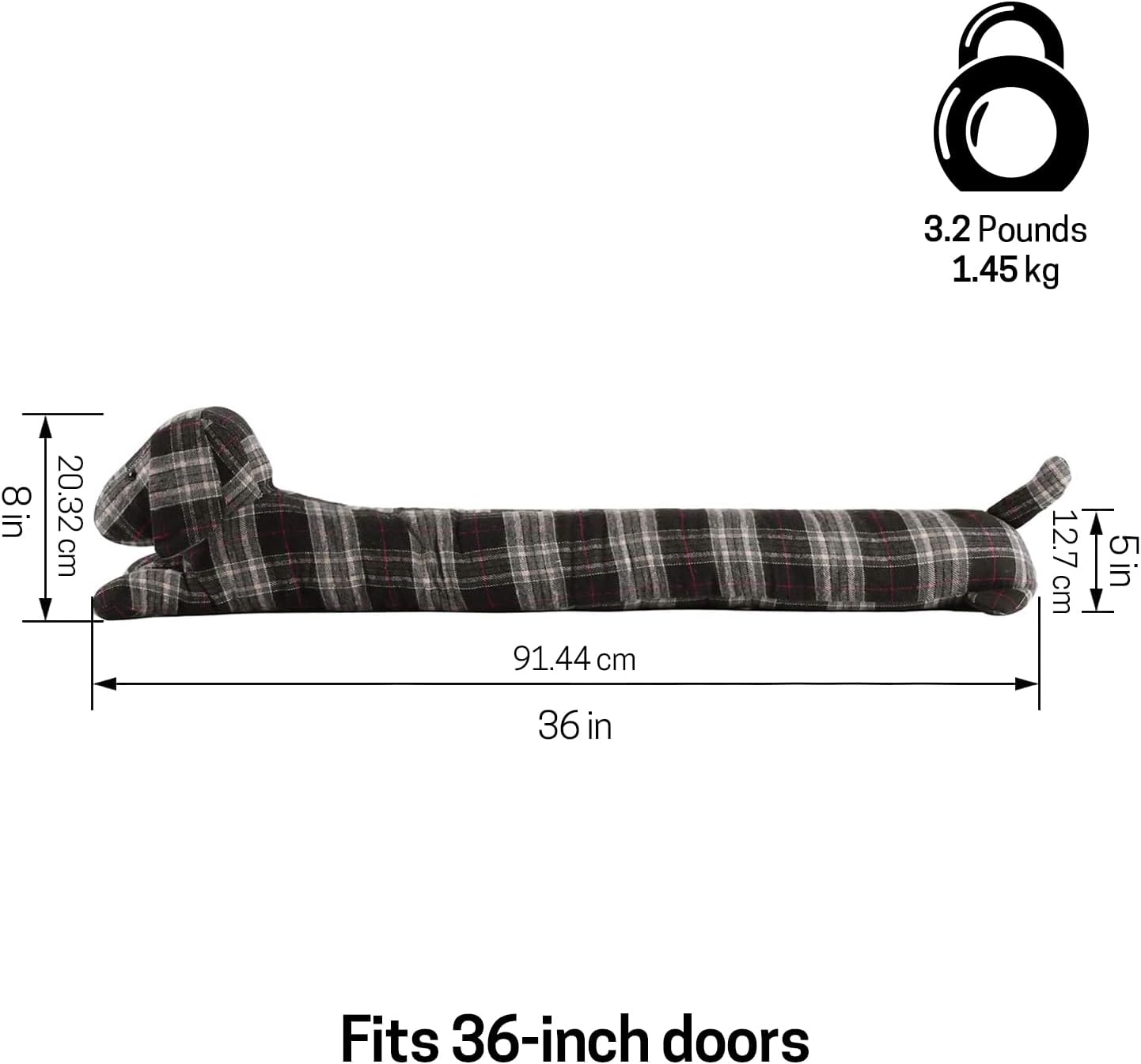SWISSELITE 36 Inch Under Door Stopper, Decorative Door Noise Blocker | Weighted 3.2 Pounds Animal Air Draft Stopper Soundproof Energy Saver for Door & Window