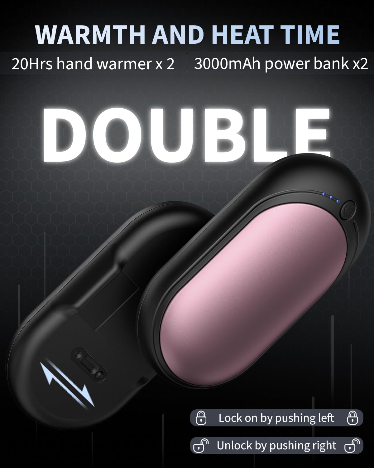 Hand Warmers Rechargeable, KNIFOD 2 Pack 6000mAh Portable Electric Handwarmers, Reusable USB Pocket Heater Great for Raynauds, Hunting, Golf, Camping, Christmas Outdoor, Women Mens Warm Gifts