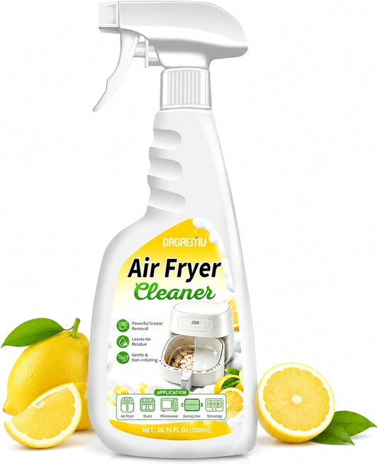 2-in-1 Air Fryer Foaming Cleaner Spray, Lemon Scent, 500ml | Heavy-Duty Degreaser & Grease Remover, Removes Baked-On Food & Oil, Non-Abrasive, Residue-Free