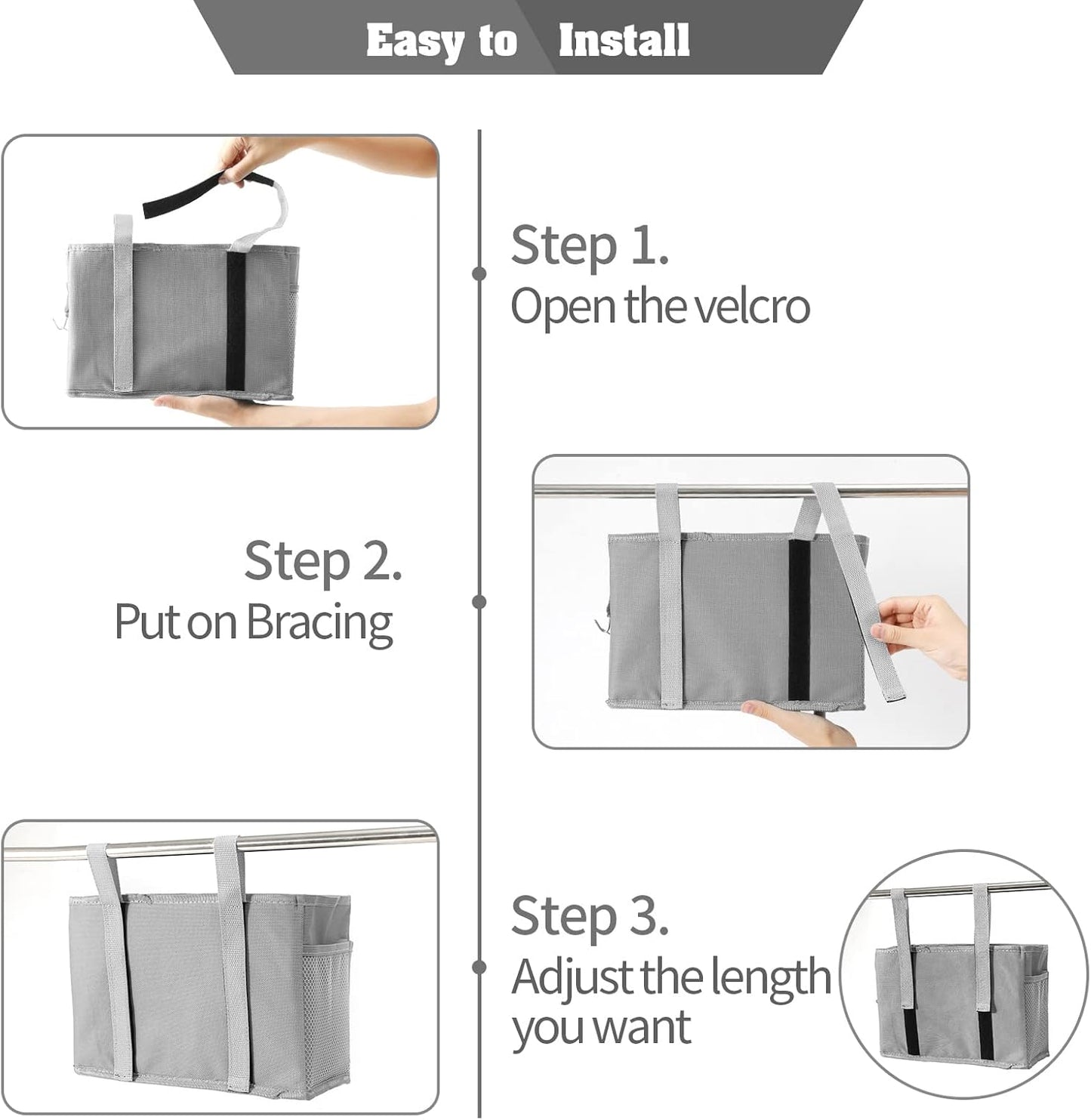 Bseash Bunk Bed Organizer, Bedside Caddy Hanging Bed Organizer Storage Bag 8 Pockets, for College Dorm Rooms Bed, Hospital Bed, Baby Bed Rails, 600D Oxford Cloth