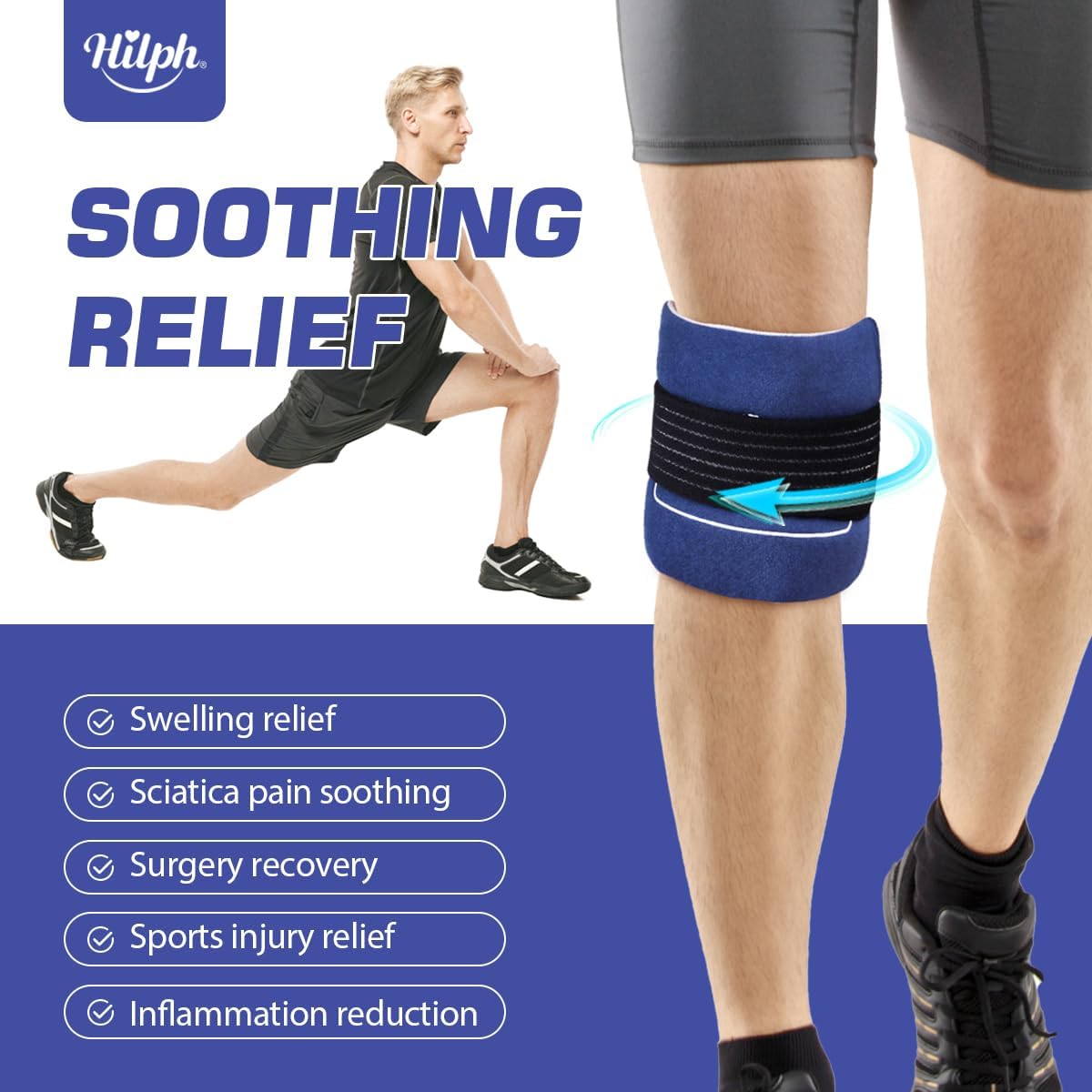 Hilph Ice Packs for Injuries 2 Pack, Hot Cold Gel Therapy Wrap with Strap