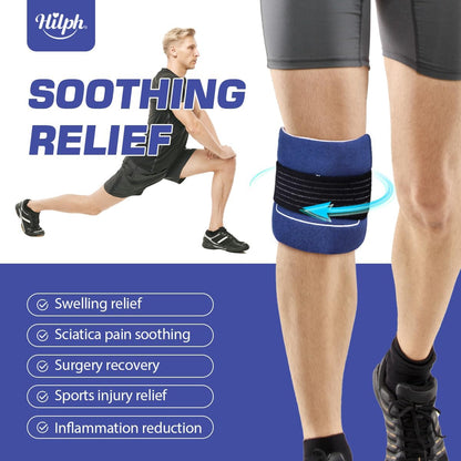 Hilph Ice Packs for Injuries 2 Pack, Hot Cold Gel Therapy Wrap with Strap