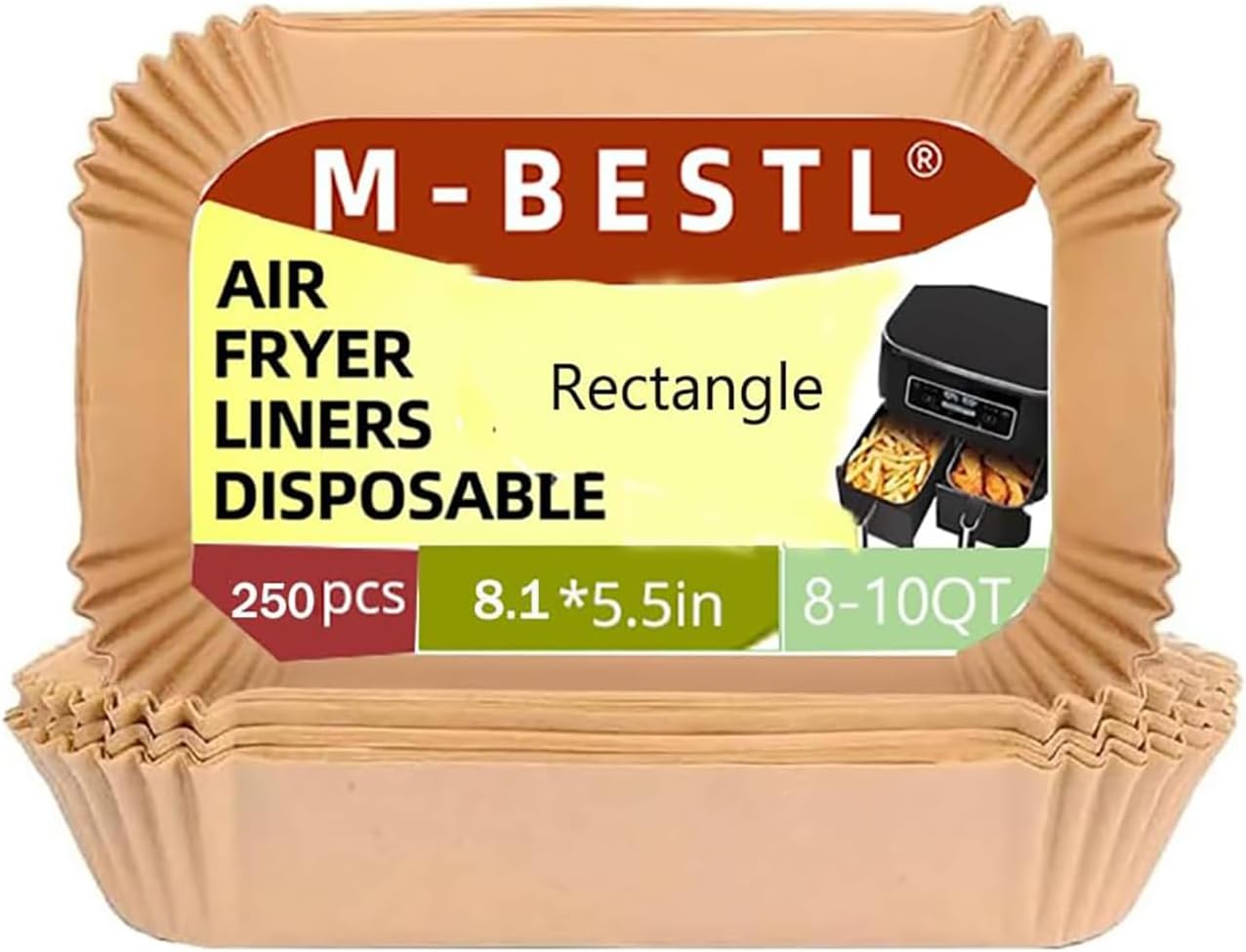 7.5 Inch Air Fryer Parchment Paper Liners Square,150 Pcs Non-stick &Oil-proof Air Fryer Liners Disposable for 2-5 QT Frying,Baking,Roast
