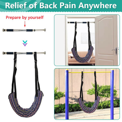Zelen Spinal Decompression Devices Back Traction Stretcher Spine Decompression Machine Lumbar Traction Device for Lower Back Pain Relief Back Stretching Device Door Traction Pillow