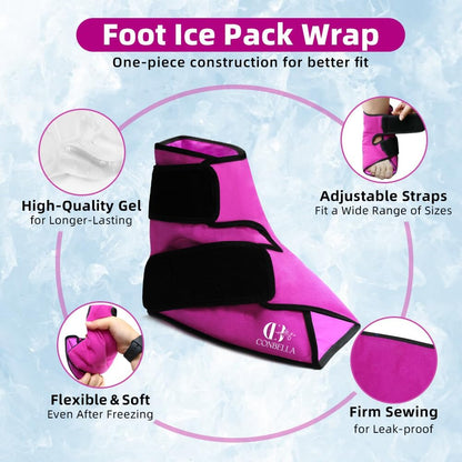 Ankle Ice Pack Wrap, Hot Cold Compress for Pain Relief, Purple | Reusable Cold Compress Sleeve for Sprains, Hot Cold Therapy - for Instant Recovery with Strap & Gel Packs