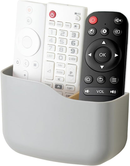 SUNFICON Adhesive Remote Control Holder Wall Mount Media Player Controller Holder Universal TV Remote Organizer Caddy Box Tray Easy Phone Charging Home Office Desk Nightstand White