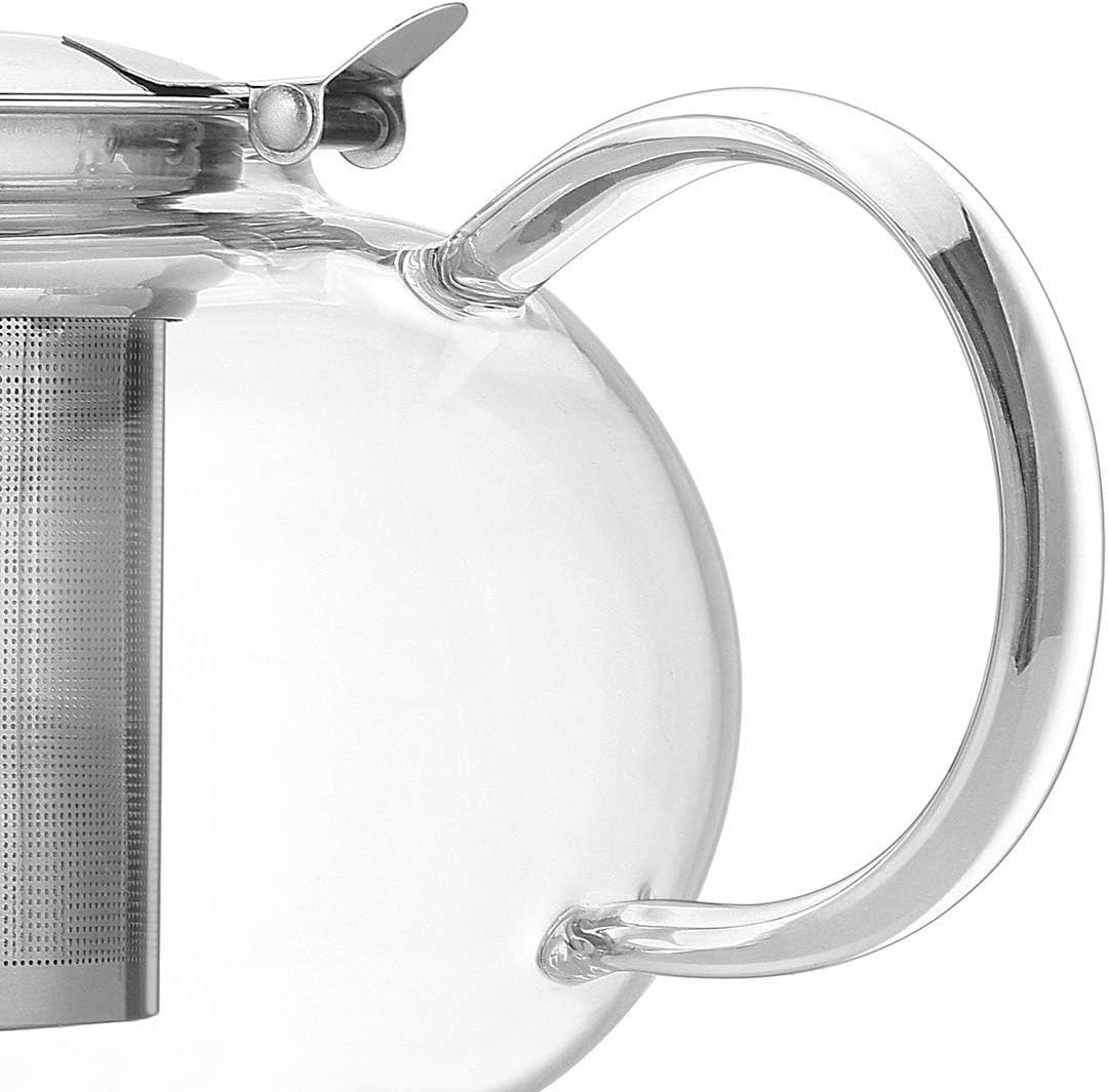 Artcome 1000ml / 34oz Glass Teapot with Removable Infuser, Stovetop Safe Teapot, Blooming and Loose Leaf Tea Pots