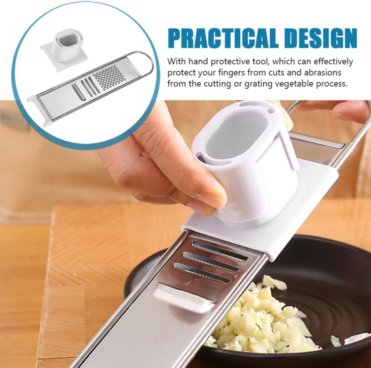 Handheld Potato Slicer and Ginger Grater with Anti-cut Hand Guard, Stainless Steel and Abs Material, Easy to Clean Kitchen Cutting Tool for Vegetables and Fruits