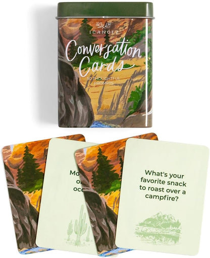 1Canoe2 Conversations Card Game, 50 Cards & Tin (Reading) | 50 Conversation Starter Cards, Decorative Storage Tin, Book Lovers Gift