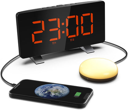 Electronic Vibration Alarm Clock with Super Loud Bed Shaker Memory Function Adjustable Brightness Volume 10 Songs Dual Alarm for Heavy Sleepers Bedroom Desk