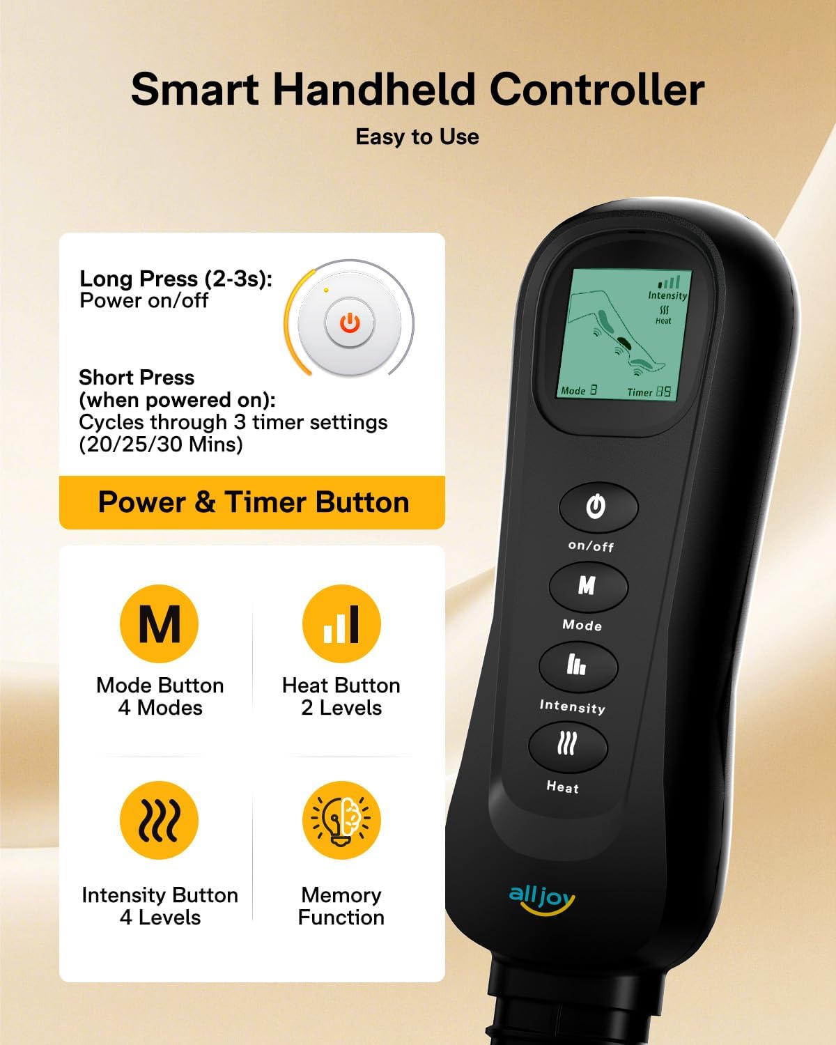 ALLJOY Leg Massager with Heat and Compression, Helpful for Swelling Edema | Sequential Leg Compression Massager Boots with 2 Heat 4 Mode 4 Intensity, Leg Massager for Circulation and Pain Relief FSA