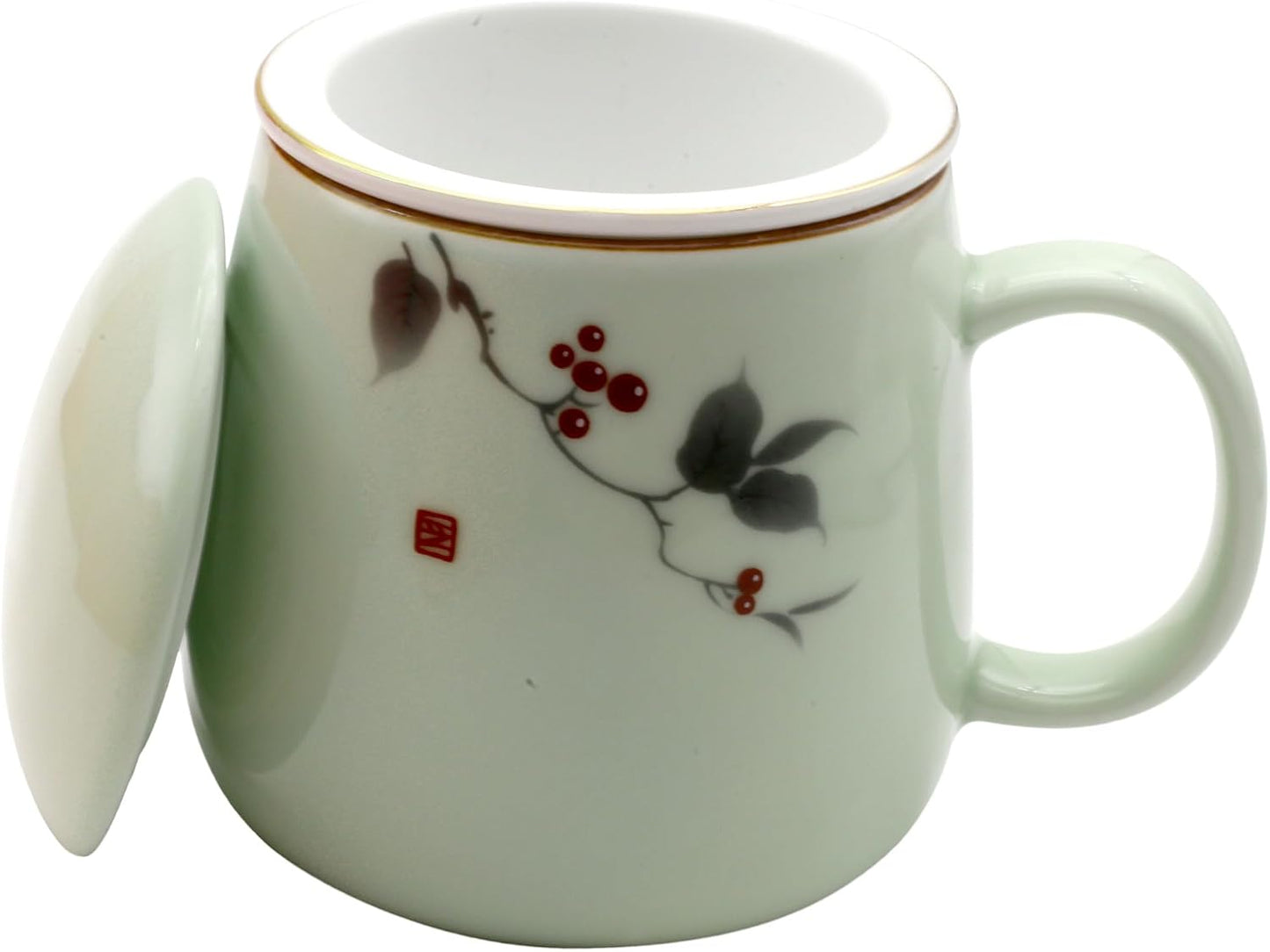ZooBoo Porcelain Tea Mug With Infuser Lid 12oz Loose Leaf Tea Cup | Gift Box Packaging Makes This Tea Cup An Ideal Choice For Tea Lovers, Home, Office Use