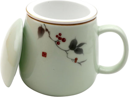 ZooBoo Porcelain Tea Mug With Infuser Lid 12oz Loose Leaf Tea Cup | Gift Box Packaging Makes This Tea Cup An Ideal Choice For Tea Lovers, Home, Office Use