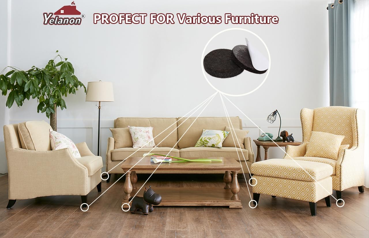 Felt Furniture Pads -182 Pcs Premium Felt Pads for Chair Legs Furniture, Floor Protectors for Hardwood Floors, Black