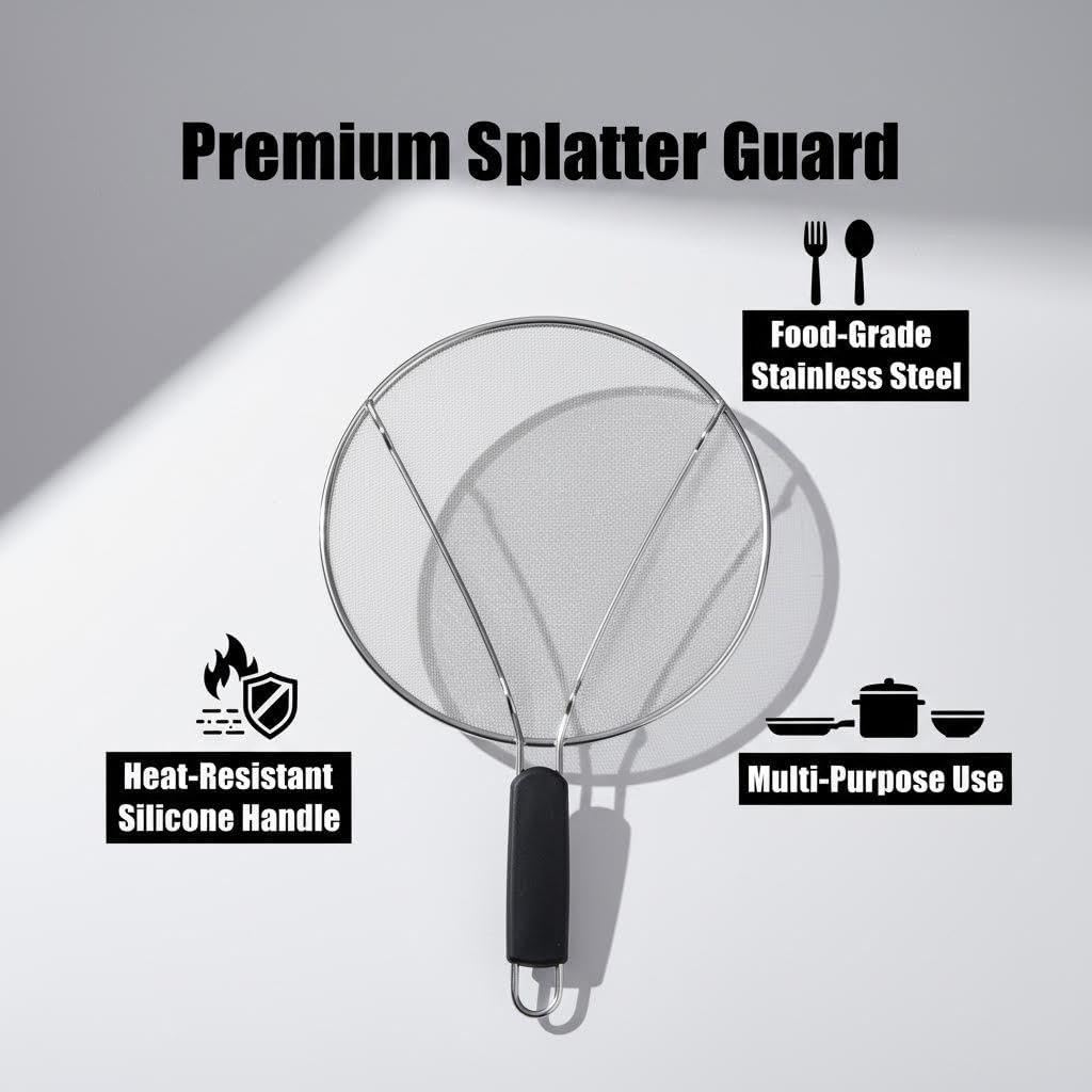 Stainless Steel Splatter Screen Set of 2, 13in & 9.84in for Frying Pan