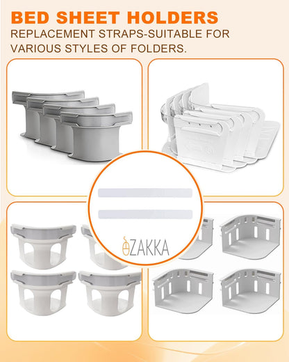 eZAKKA 8PCS Adjustable Replacement Strips for Bed Sheet Holder | Bed Sheet Straps Compatible with Most Bed Lock Sheet Holders，Cuttable sheet locks for fitted sheets