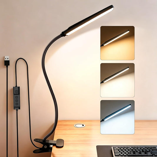 Clip‑On Desk Lamp, USB Powered Book Light, 5W LED Reading Lamp