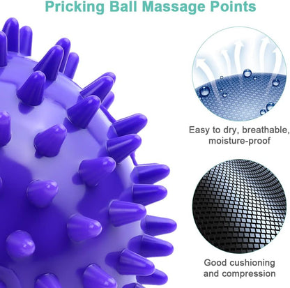 URAQT Spiky Massage Ball Set, 2 Pack Physical Therapy Massage Balls, Hard Lacrosse Ball & Spiky Massage Ball for Myofascial Release and Trigger Point Deep Tissue Massage (Purple)