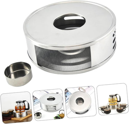 Luxshiny Stainless Steel Teapot Warmer Base for Glass Tea Pot Rust-Resistant Heating Stand with Candle Holder Suitable for Home Office and Bar Use Easy to Clean and Compact Design