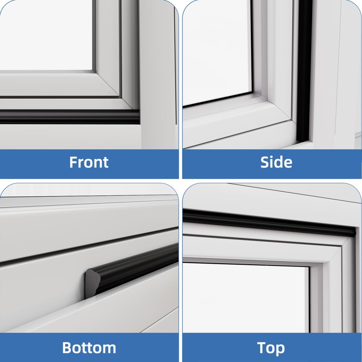 Kneelisa Wedge-Shape Window Weather Stripping Door Frame Seal 118” White | Upgrade Black Foam,Soundproofing,Draft Stopper,Winter Insulation,Noise Blocker, Gap Filler for Exterior Front Door Side