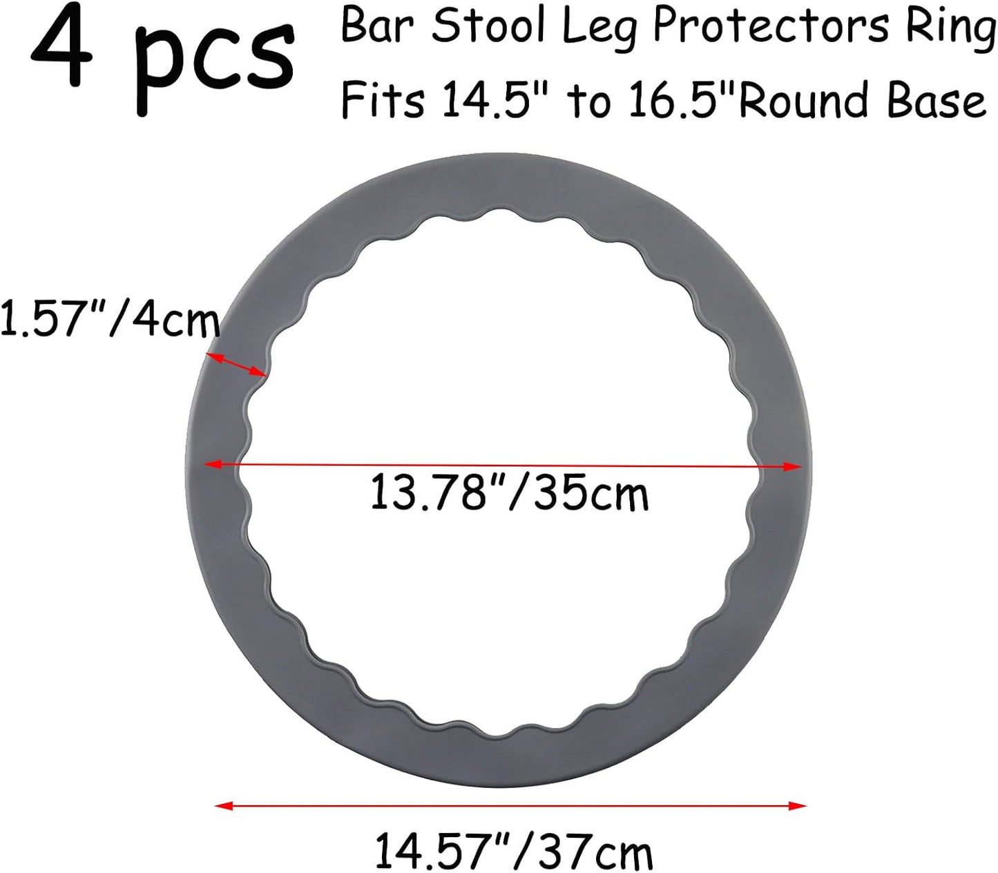 Semetall 1.5 Inch Rubber Caster Cups 8 Pack Black | Non Slip Furniture Coasters Floor Protectors for Bed Couch Table Chair