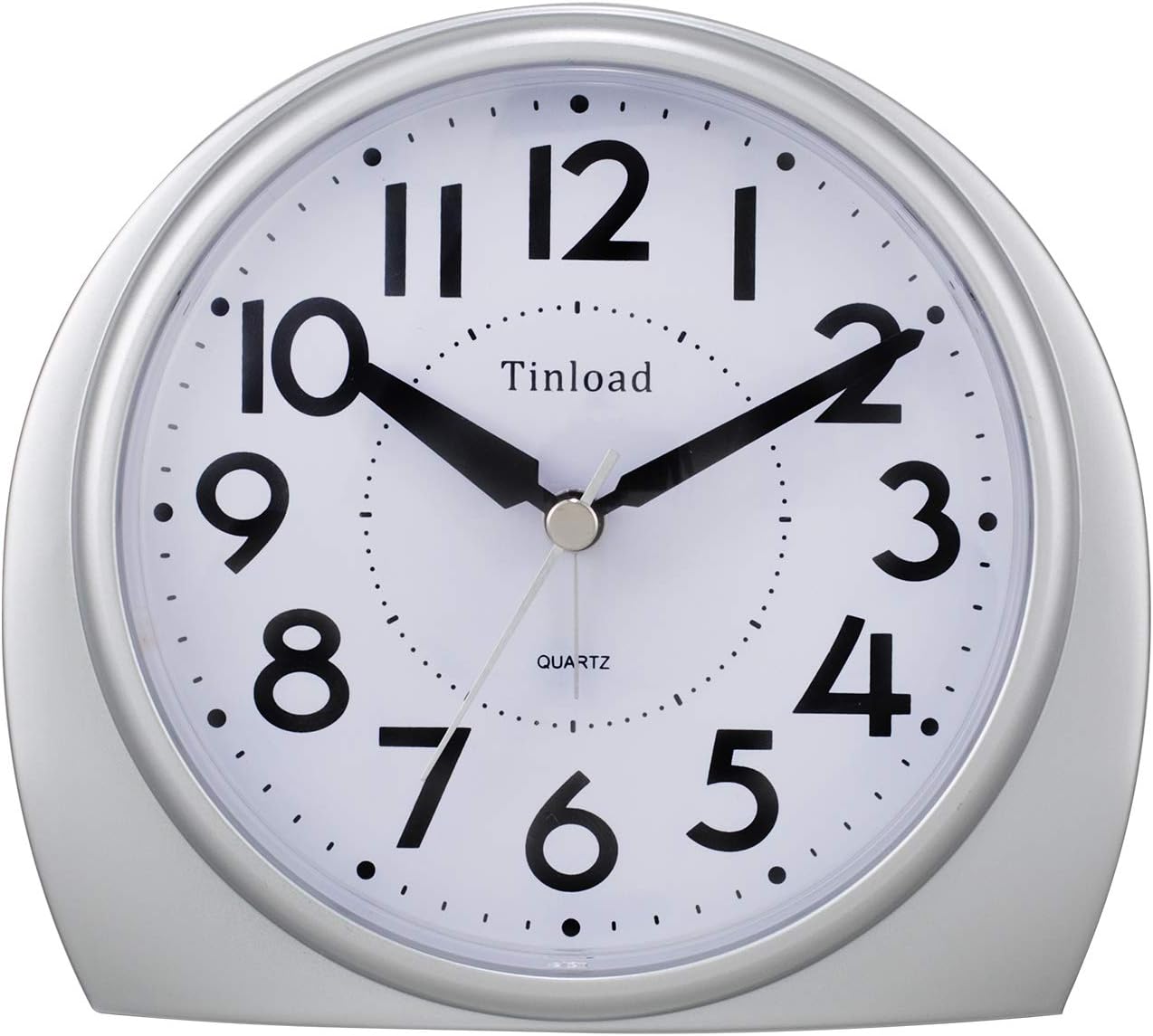 Tinload 5.5" Large Analog Alarm Clock Silent Non Ticking, Gentle Wake, Beep Sounds, Increasing Volume, Battery Operated Snooze and Manual Light, Easy Set