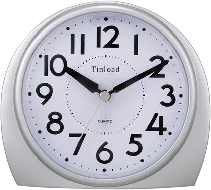 Tinload 5.5" Large Analog Alarm Clock Silent Non Ticking, Gentle Wake, Beep Sounds, Increasing Volume, Battery Operated Snooze and Manual Light, Easy Set