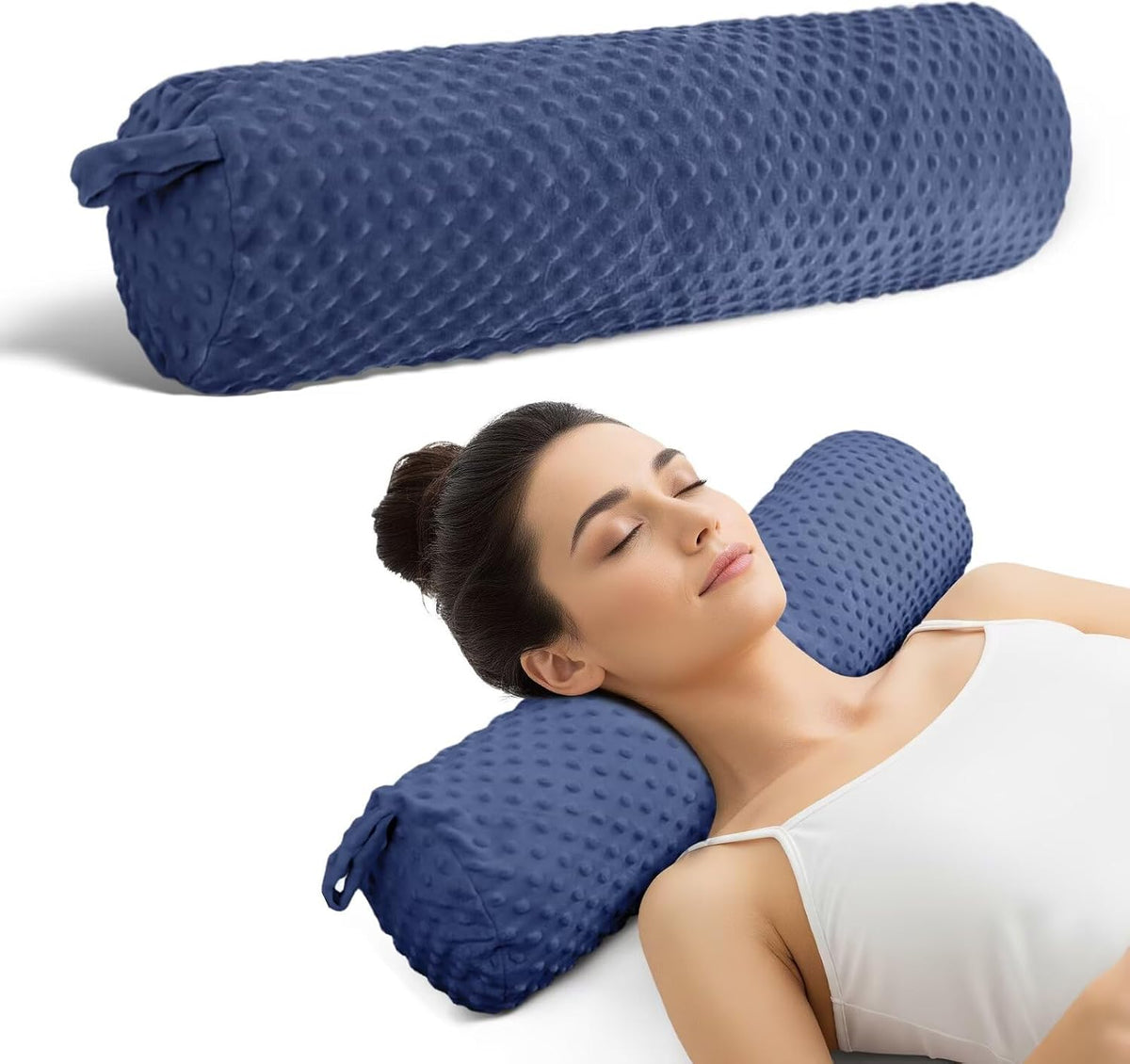 Cervical Neck Roll Pillow for Girl Bed Decoration Blush Pink 24in