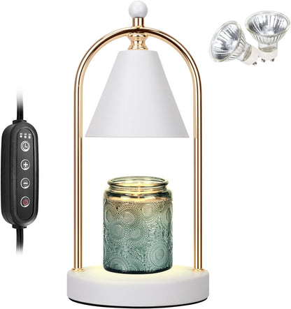 Candle Warmer Lamp with Timer, Electric Black Candle Warming Light for Bedroom, Dimmable Wax Melts Warmer for Home Decor Beside Lamp Gifts for Women (2 Bulbs Included)