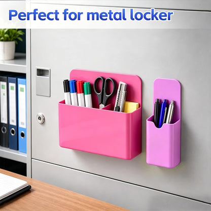 Magnetic Pen Holder, 2 Pack Magnetic Dry Erase Marker Holder, Black Strong Magnetic Marker Holder Pen Pencil Organizer for Whiteboard, Refrigerator, Office, Locker Accessories, Classroom Must Haves